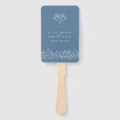 ブルーグレー白（紋章の）フラ・ダ・リアートウェディングプログラム ハンドファン (正面)