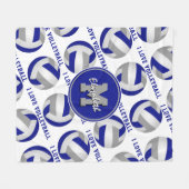 ブルーグレー私はバレーボールスポーツルームデコールが大好き フリースブランケット (正面(横))