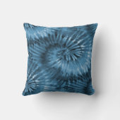 ブルーグレー絞り染めスターバストスパイラルレトロ クッション (裏面)