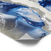 ブルーグレー絵画アクリル抽象芸術背景画 ポスター (角)