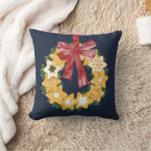 ブルーグレー背景のクリスマスクッキーリース クッション (ブランケット)