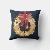 ブルーグレー背景のクリスマスクッキーリース クッション (裏面)