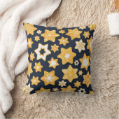 ブルーグレー背景のクリスマスクッキーリース クッション (ブランケット)