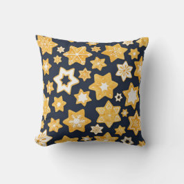 ブルーグレー背景のクリスマスクッキーリース クッション