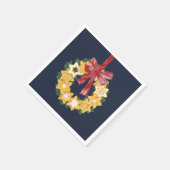 ブルーグレー背景のクリスマスクッキーリース スタンダードカクテルナプキン (角)