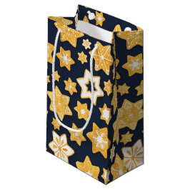 ブルーグレー背景のクリスマスクッキーリース スモールペーパーバッグ