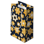 ブルーグレー背景のクリスマスクッキーリース スモールペーパーバッグ (裏面アングル)