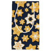 ブルーグレー背景のクリスマスクッキーリース スモールペーパーバッグ (正面)