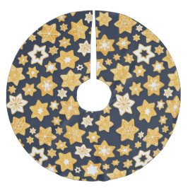 ブルーグレー背景のクリスマスクッキーリース ブラッシュドポリエステルツリースカート