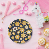 ブルーグレー背景のクリスマスクッキーリース ペーパープレート (パーティー)