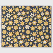 ブルーグレー背景のクリスマスクッキーリース ラッピングペーパー (フラット)