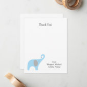 ブルーグレー象のベビーシャワーはノート感謝していしています ノートカード (正面/裏面インサイチュ)