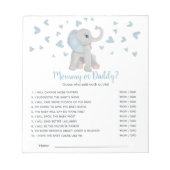 ブルーグレー象の赤ちゃんシャワーのゲーム推測 ノートパッド (正面)