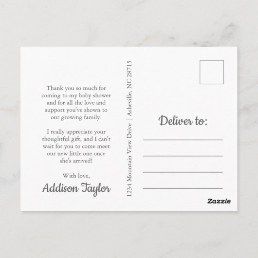 ブルーグレー象ベビーシャワーありがとうはがき ポストカード (裏面)