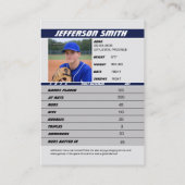 ブルーグレー野球選手トレーディングカード コーリングカード (裏面)