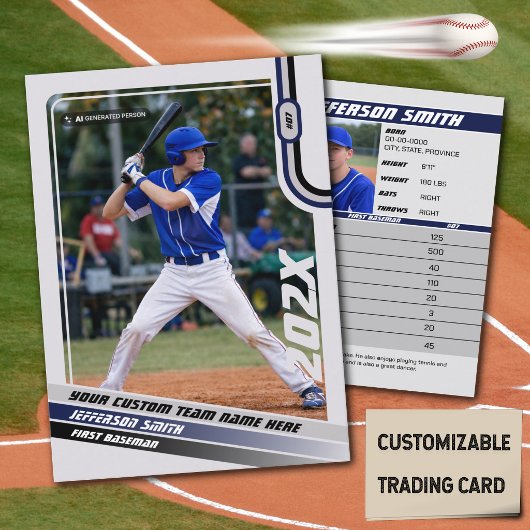 ブルーグレー野球選手トレーディングカード コーリングカード