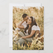 ブルーグレー金ゴールドハート結婚モノグラムの写真 招待状 (裏面)