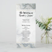 ブルーグレー金ゴールドビーチ水彩結婚式 プログラム (スタンド正面)