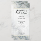 ブルーグレー金ゴールドビーチ水彩結婚式 プログラム (正面/裏面)