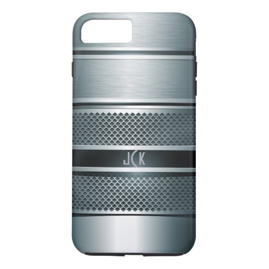 ブルーグレー金属デザイン – モノグラム Case-Mate iPhoneケース (裏面)