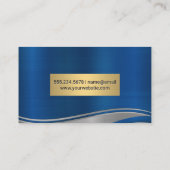 ブルーグレー金属波金ゴールド枠 名刺 (裏面)