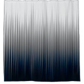 ブルーグレー非対称プリーツストライププリント シャワーカーテン (正面)