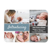 ブルーグレー おしゃれな男の子の写真コラージュ マグネット (横)