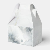 ブルーグレー＆ゴールド ビーチy ウォーターカラー ビーチ ウェディング フェイバーボックス (裏面サイド)