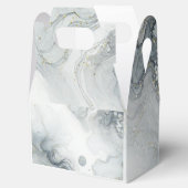 ブルーグレー＆ゴールド ビーチy ウォーターカラー ビーチ ウェディング フェイバーボックス (オープン)