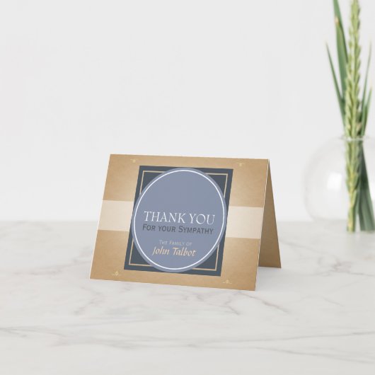 ブルーグレー サークル スクエア タグ 哀悼 お礼 サンキューカード (正面)