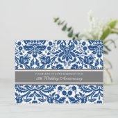 ブルーグレー ダマスク 15周年 招待状 (スタンド正面)