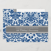 ブルーグレー ダマスク 15周年 招待状 (正面/裏面)