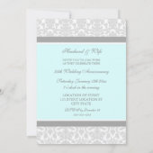 ブルーグレー ダマスク 25周年パーティー招待状 招待状 (裏面)