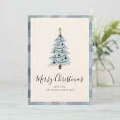 ブルーグレー プライド ミニマル クリスマスツリー シーズンカード (スタンド正面)