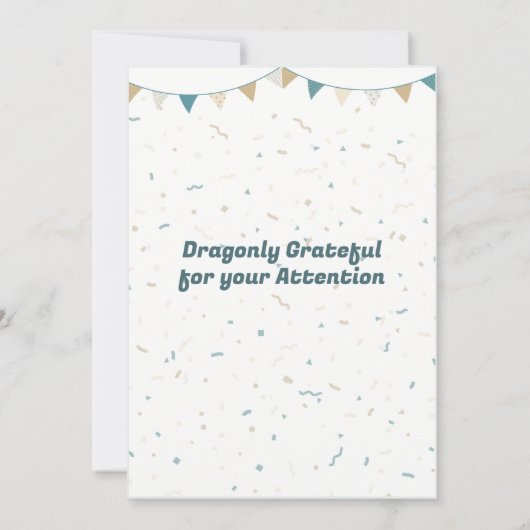 ブルーグレー ベイビードラゴン 誕生日招待状 招待状 (裏面)