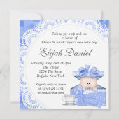 ブルーグレー ベイビーボーイ シップ アンド シー 招待状 (裏面)