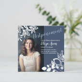 ブルーグレー ホワイト フラワー 発表 カード (スタンド正面)