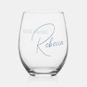 ブルーグレー(紋章の)フラ・ダ・リモノグラム結婚式の引き出物 ステムなしワイングラス (裏面)