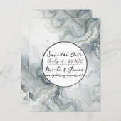 ブルーグレー&金ゴールドビーチイウォータービーチ救日付 案内ポストカード (正面/裏面)