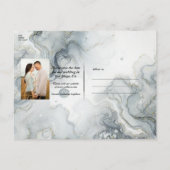 ブルーグレー&金ゴールドビーチイウォータービーチ救日付 案内ポストカード (裏面)