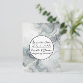 ブルーグレー&金ゴールドビーチイウォータービーチ救日付 案内ポストカード (スタンド正面)