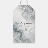 ブルーグレー&金ゴールドビーチイウォータービーチ結婚式 ギフトタグ (裏面)