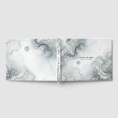 ブルーグレー&金ゴールドビーチイウォータービーチ結婚式 ゲストブック (全面)