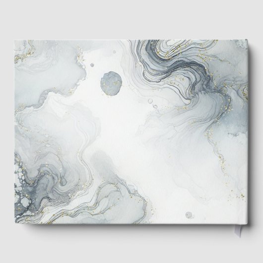 ブルーグレー&金ゴールドビーチイウォータービーチ結婚式 ゲストブック (裏面)