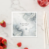 ブルーグレー&金ゴールドビーチイウォータービーチ結婚式 スタンダードカクテルナプキン (インサイチュ)