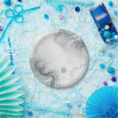 ブルーグレー&金ゴールドビーチイウォータービーチ結婚式 ペーパープレート (パーティー)