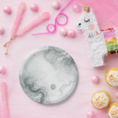 ブルーグレー&金ゴールドビーチイウォータービーチ結婚式 ペーパープレート (パーティー)