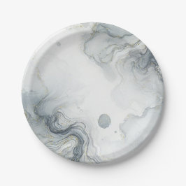 ブルーグレー&金ゴールドビーチイウォータービーチ結婚式 ペーパープレート