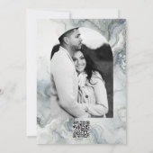 ブルーグレー&金ゴールドビーチイウォータービーチ結婚式 招待状 (裏面)