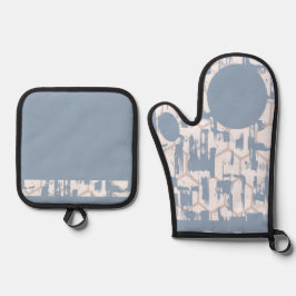 ブルーグレー 鍋つかみ&鍋敷きセット